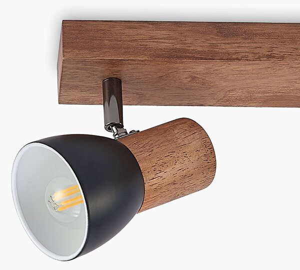 Lindby mennyezeti reflektor Tonja, háromlángú, 55 cm, fa, acél, dimmelhető, Világos fa, Nappali / Étkező, fém, Modern