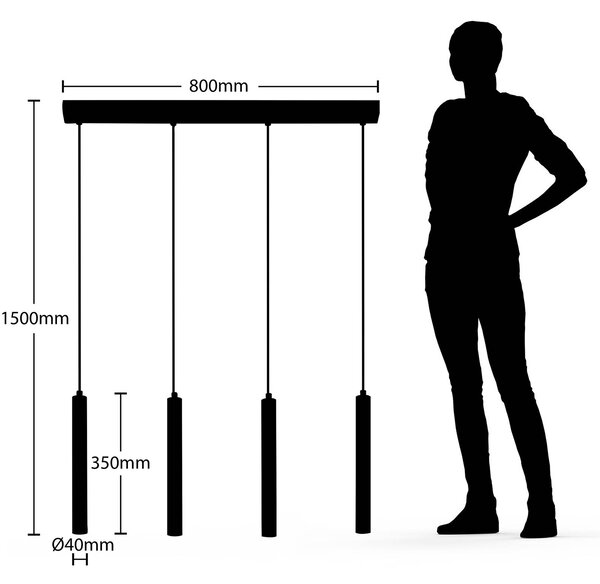 Arcchio Kammeron LED-es függőlámpa, fekete, fém, 80 cm, Fekete, Nappali / Étkező, fém, Modern
