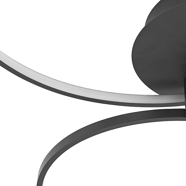 Lindby LED-es mennyezeti lámpa Rayk, fekete, fém, 77 cm, fényerőszabályzóval, dimmelhető, Fekete, Nappali / Étkező, Modern
