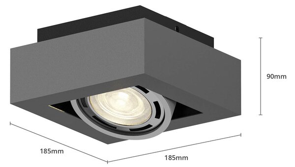 Arcchio mennyezeti spotlámpa Ronka, szürke, 19 cm x cm, GU10, dimmelhető, Fekete, Nappali / Étkező, Alumínium, Modern