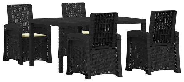 VidaXL Kert étkező szett 5 db Antracitszürke és Krémszínű PP