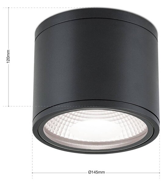 ORION LED mennyezeti spotlámpa Sputnik IP65 Ø 14,5 cm, Fekete, Fürdőszoba, Alumínium, Modern