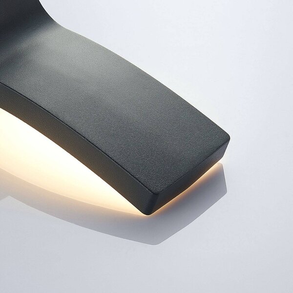 Lindby LED kültéri fali lámpa Ilvita, antracit, fém, IP54, Fekete, Alumínium, Modern