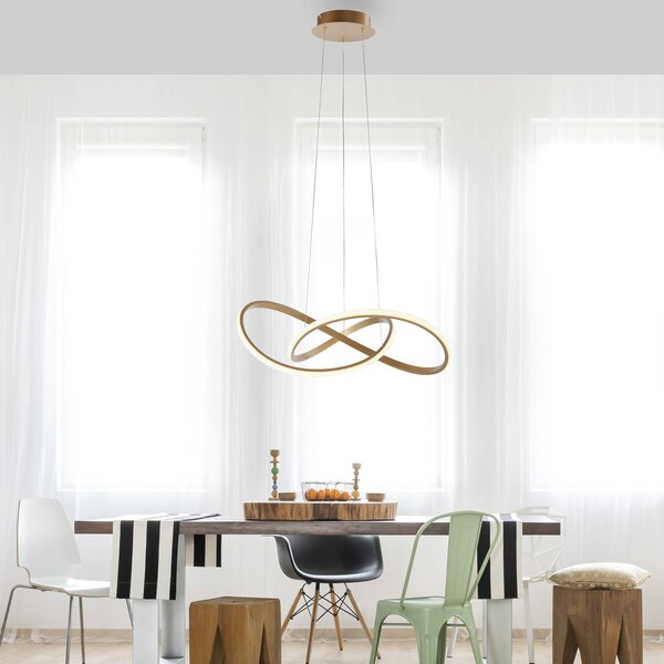 JUST LIGHT. GmbH LED függőlámpa Maria, 3 fokozatú fényerő, sárgaréz, dimmelhető, Sárgaréz / arany, Hálószoba, Alumínium, Modern