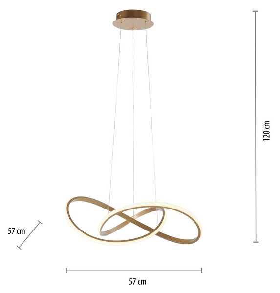 JUST LIGHT. GmbH LED függőlámpa Maria, 3 fokozatú fényerő, sárgaréz, dimmelhető, Sárgaréz / arany, Hálószoba, Alumínium, Modern