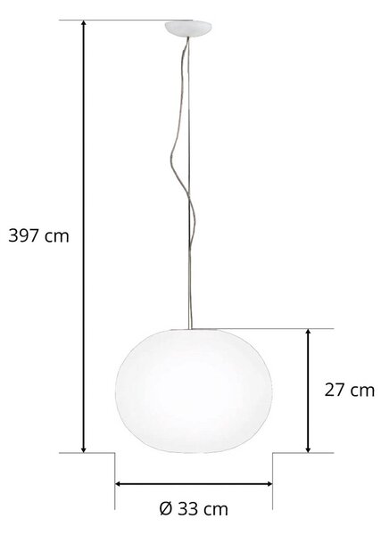 FLOS Glo-Ball - gömb alakú függőlámpa 33 cm, dimmelhető, Fehér / opál, Nappali / Étkező, Üveg, Dizájn