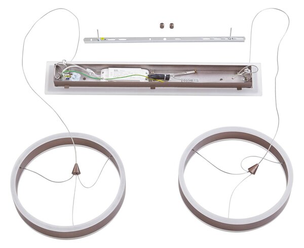 Lucande LED lógó világítás Kolo, 86 cm, 2 izzós, barna, dimmelhető, dimmelhető, Barna / rozsda, Nappali / Étkező, Műanyag, Modern