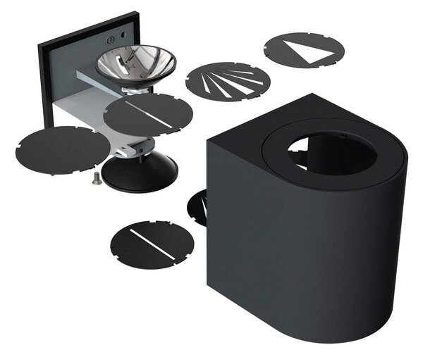 Nordlux LED kültéri fali világítás Canto 2 Seaside, fekete, alumínium, 10 cm, Fekete, Alumínium, Modern