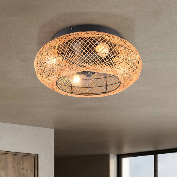 Reality Leuchten Lillesand mennyezeti ventilátor világítással, csendes, Ø 50 cm, távirányítóval, Barna / rozsda, Nappali / Étkező, fém