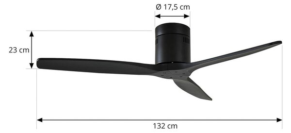 Lucande Vindur mennyezeti ventilátor, fekete, DC, csendes, Fekete, Nappali / Étkező, fém, Modern