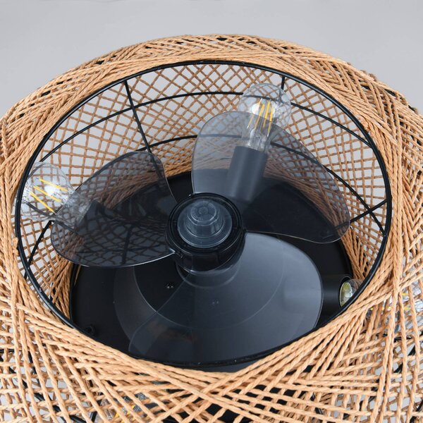 Reality Leuchten Lillesand mennyezeti ventilátor világítással, csendes, Ø 50 cm, távirányítóval, Barna / rozsda, Nappali / Étkező, fém