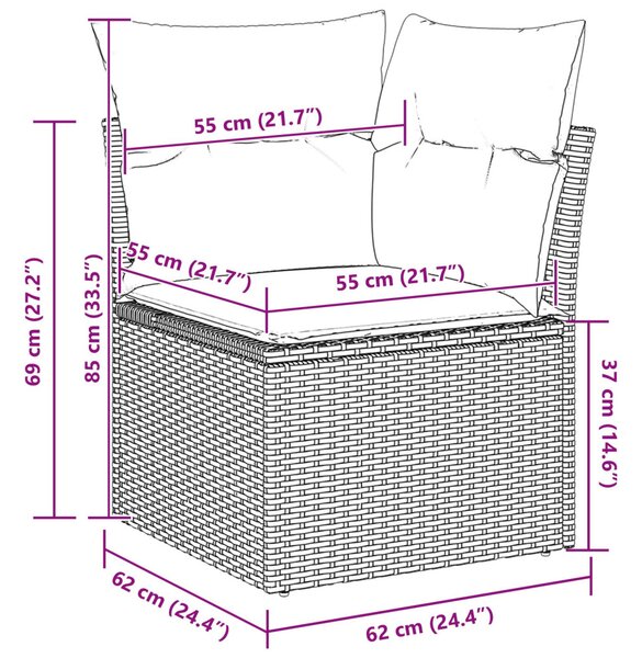 Kerti Kanapé Szett 9 pcs polirattan