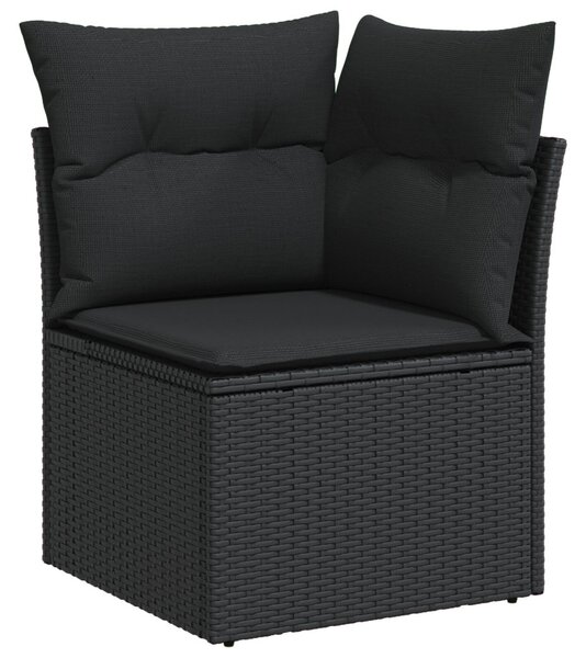 Kanapé Szett párnával Fekete Poly Rattan