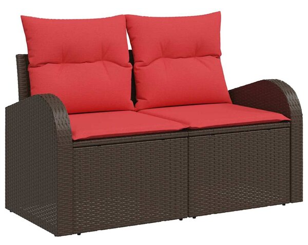 VidaXL Kerti Kanapé Szett párnával 4 pcs Barna és Piros polirattan
