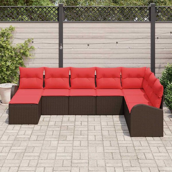 Kerti Kanapé Szett 8 db Barna [Műanyag]: Poly Rattan