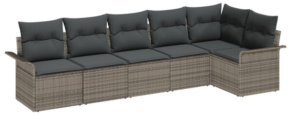 Kerti Kanapé Szett párnával 6 pcs Szürke polirattan