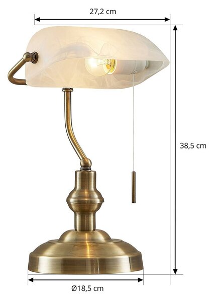 Lindby Profina íróasztal lámpa, bronz, Bronz / antik sárgaréz, Dolgozószoba / Iroda, fém, Antik
