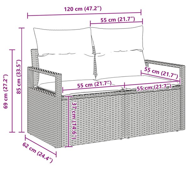 Kanapé Szett 6 pcs Szürke polirattan