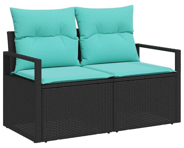 Kanapé Szett párnával 6 pcs Fekete és Türkiz polirattan