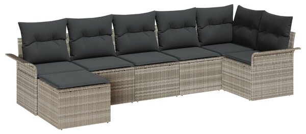 Kerti Kanapé Szett párnával 7 pcs Világosszürke Poli rattan