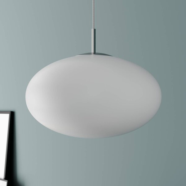 Lindby függőlámpa Sonika, Ø 40 cm, nikkel színű, üveg, E27, dimmelhető, Nappali / Étkező