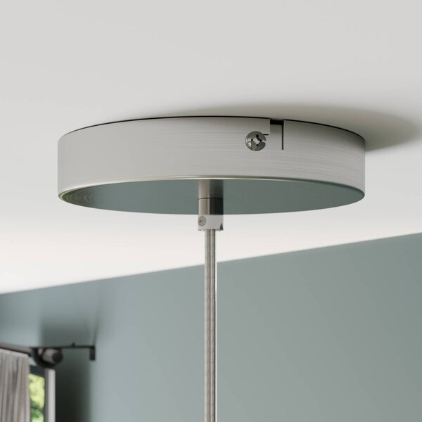 Lindby függőlámpa Sonika, Ø 40 cm, nikkel színű, üveg, E27, dimmelhető, Nappali / Étkező