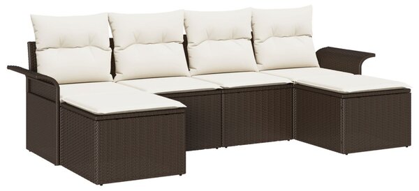 Kerti Kanapé Szett párnával 6 pcs Barna Poli rattan