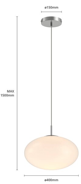 Lindby függőlámpa Sonika, Ø 40 cm, nikkel színű, üveg, E27, dimmelhető, Nappali / Étkező