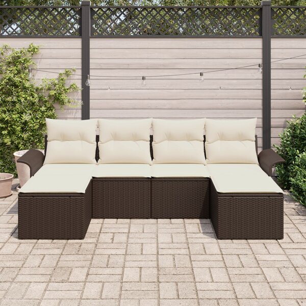 Kerti Kanapé Szett párnával 6 pcs Barna Poli rattan