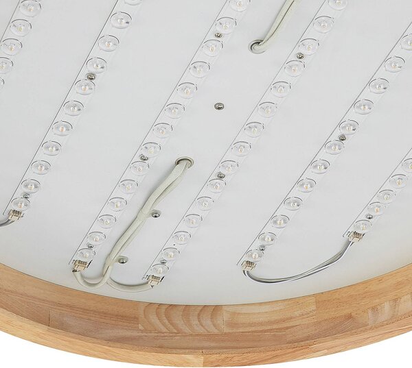 Lindby LED mennyezeti lámpa Lanira, Ø 60 cm, fa, távirányító, CCT, dimmelhető, Világos fa, Nappali / Étkező, Fa, Modern