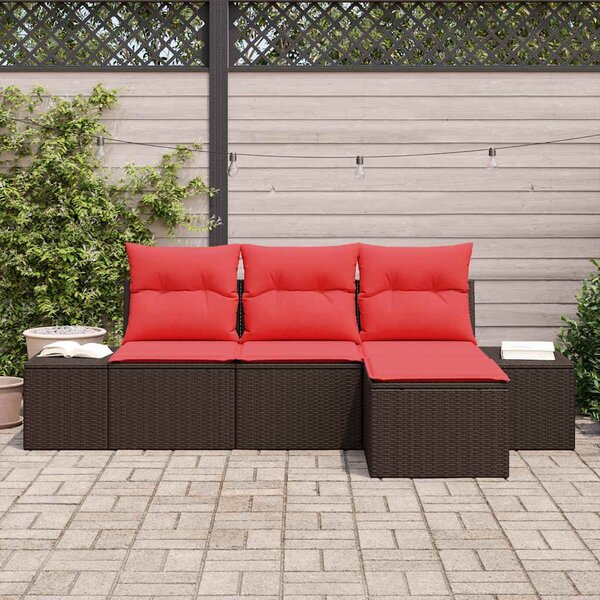 Kanapé Szett 4 db Barna [Műanyag]: Poly Rattan
