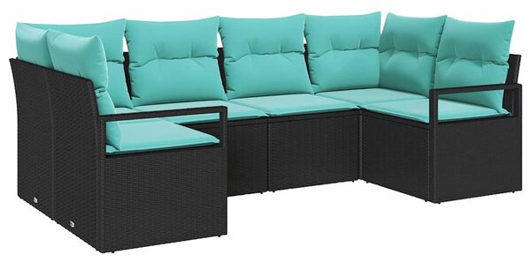 Kanapé Szett 6 db Fekete [Műanyag]: Poly Rattan