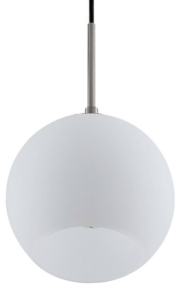 Lindby függőlámpa Jurian, Ø 32 cm, 3-as lámpa, nikkel/opál, üveg, dimmelhető, Fehér / opál, Nappali / Étkező, Üveg, Modern