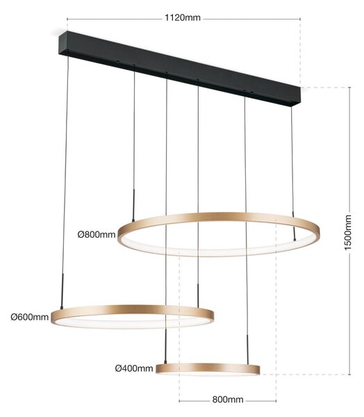 ORION LED lógó világítás Nuvano, 3 izzós, fekete/arany, dimmelhető, Fekete, Nappali / Étkező, fém, Modern
