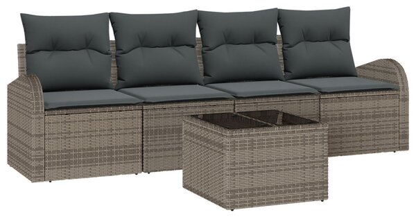 Kerti Kanapé Szett Szürke 55 x 55 x 37 cm polirattan