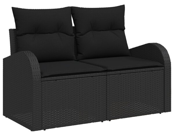 Kanapé Szett párnával Fekete Poly Rattan