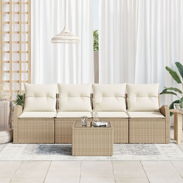 Kerti Kanapé Szett Bézs 55 x 55 x 37 cm polirattan