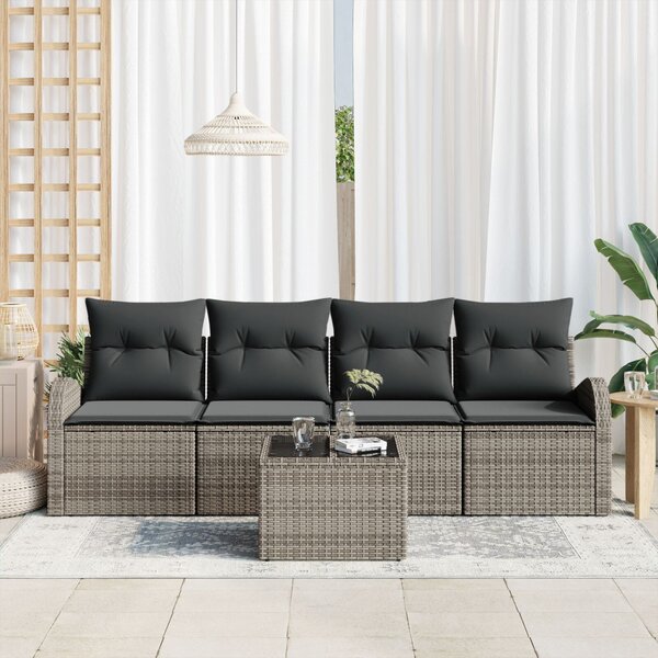 Kerti Kanapé Szett Szürke 55 x 55 x 37 cm polirattan