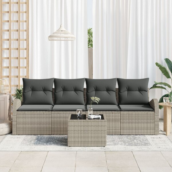 Kerti Kanapé Szett Világosszürke 55 x 55 x 37 cm polirattan