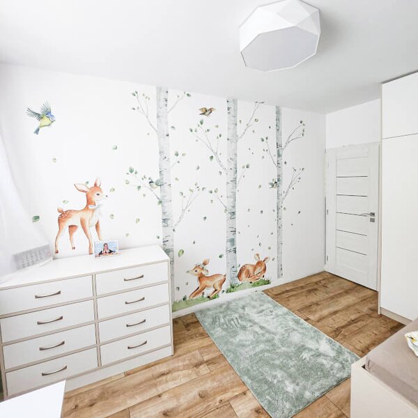 INSPIO - átragasztható textil matrica - Falmatrica gyerekszobába - Játékos őzikék