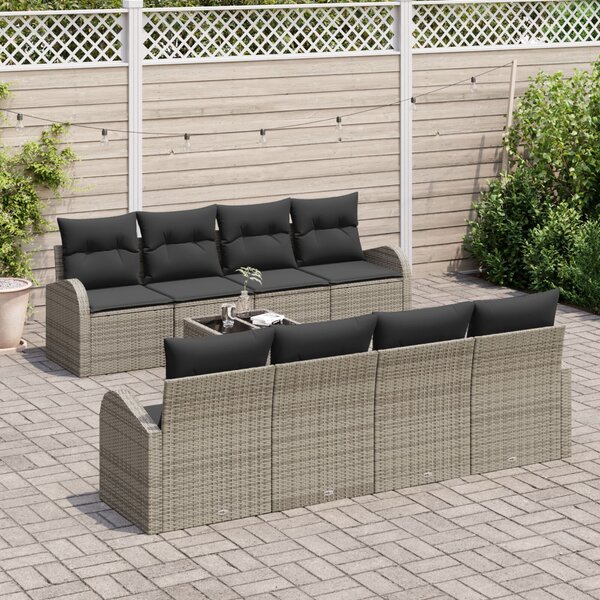 Kerti Kanapé Szett Szürke 55 x 55 x 37 cm polirattan