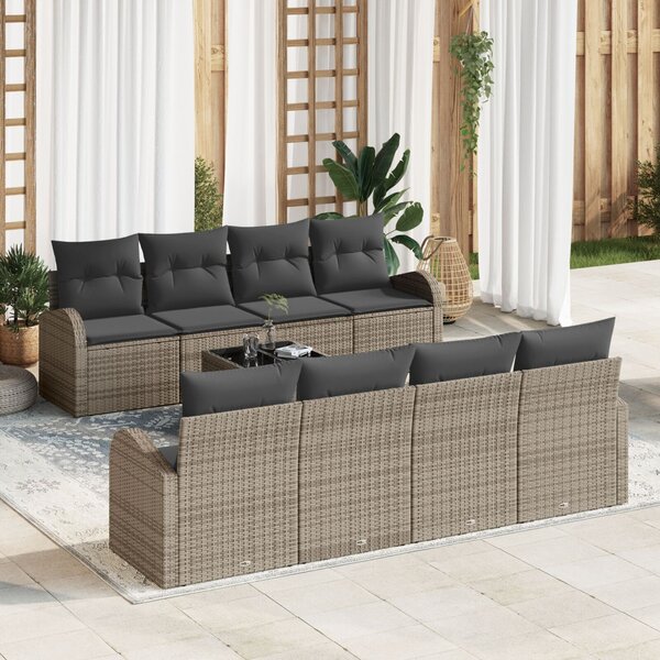 Kerti Kanapé Szett Szürke 55 x 55 x 37 cm polirattan