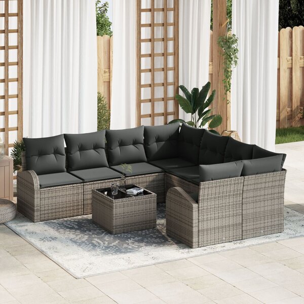 Kerti Kanapé Szett Szürke 55 x 55 x 37 cm polirattan