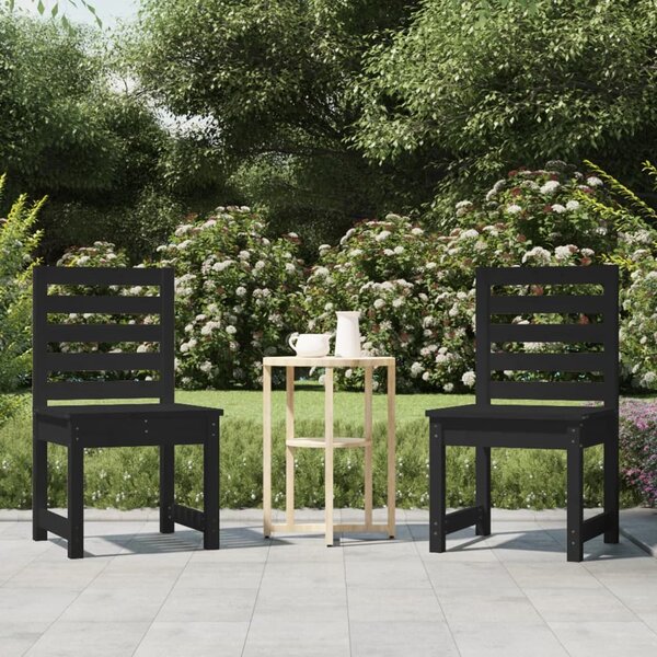 VidaXL 2 db fekete tömör fenyőfa kerti szék 40,5 x 48 x 91,5 cm