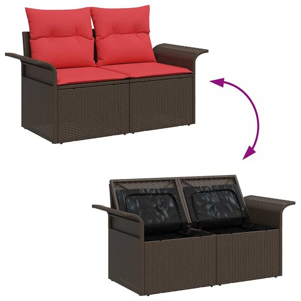 VidaXL Kerti kanapé párnával tárolóval 141 x 62 x 69 cm polirattan