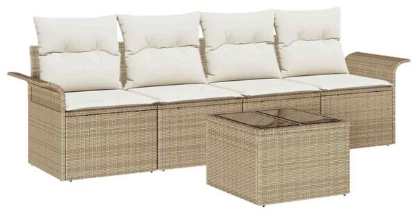VidaXL Kerti Kanapé Szett párnával 5 pcs Beige és krém polirattan