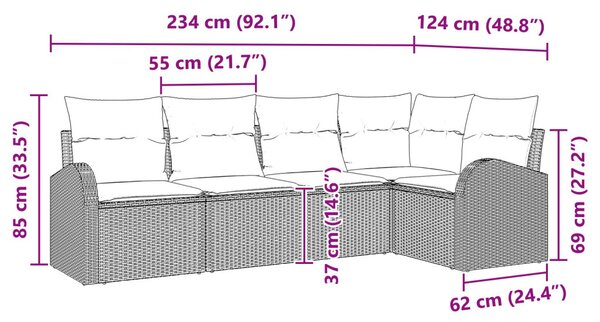 Kanapé Szett párnával 5 pcs Bézs Poliészter