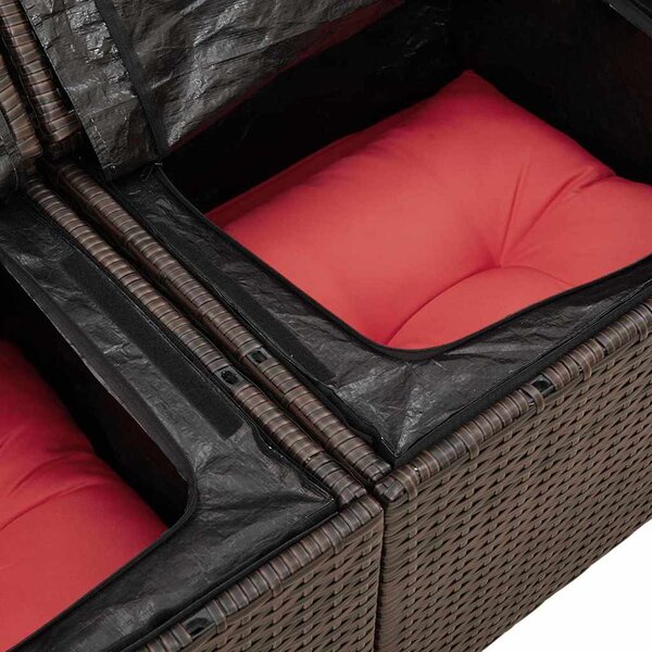 VidaXL Kerti kanapé párnával tárolóval 141 x 62 x 69 cm polirattan