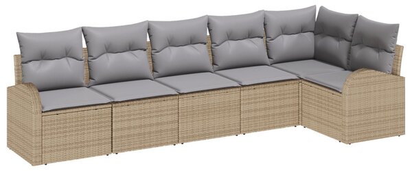 Kerti Kanapé Szett párnával 6 pcs Bézs Poli rattan