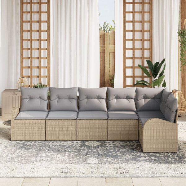 Kerti Kanapé Szett párnával 6 pcs Bézs Poli rattan